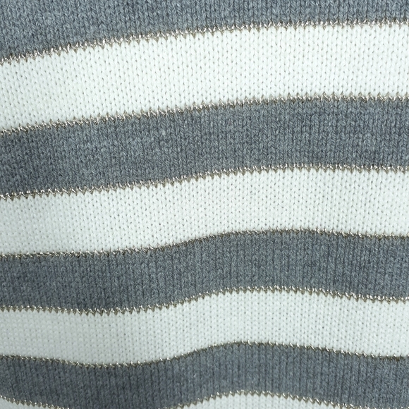 Charter Club Sweater M Stripe Gold Buttons 384 - Picture 4 of 6